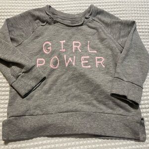 Gray and Pink Girl Power Sweatshirt Crew Neck Long Sleeve
